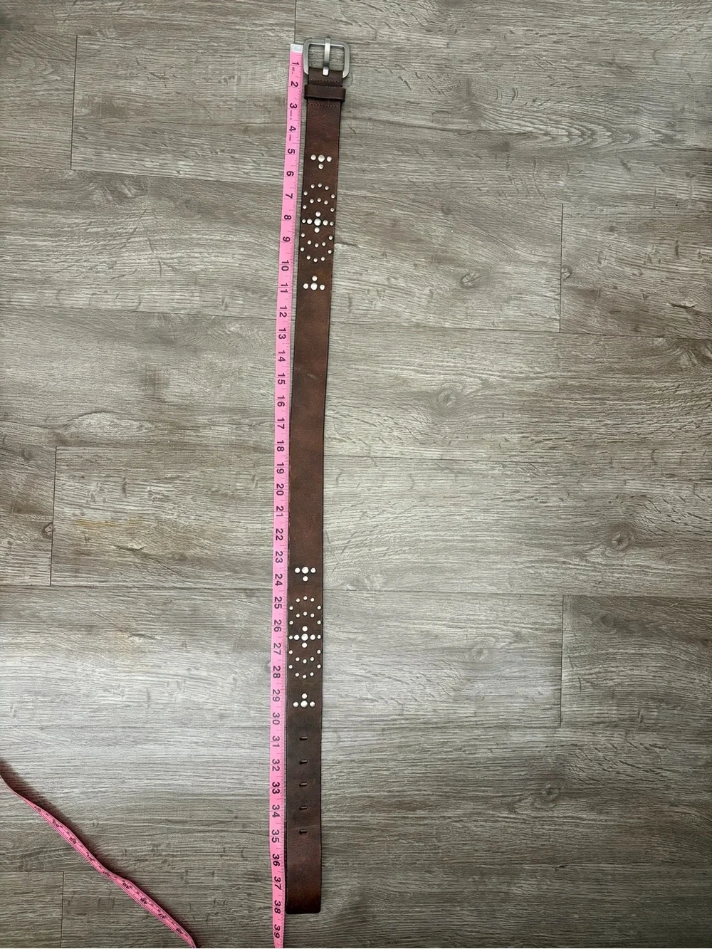 Genuine Leather Studded Boho Western Belt Brown Size M